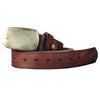 Vintage Dark Ancient Brown Copper Buckle Leather Belt Set