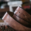 Vintage Dark Ancient Brown Handmade Cowhide Belt with Copper Smooth Buckle, Men's Fashion.