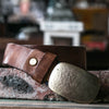 Vintage Dark Ancient Brown Leather Belt with Smooth Copper Buckle