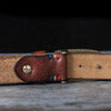 Vintage Dark Ancient Brown First Layer Cowhide Belt Set of 5 Images