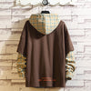 Trendy Plus-Size Two-In-One Look Hooded Sweater for Youth in Korean Style - Hooded Loose Fit Top with Urban Flair