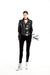 Women's Slim Graffiti Print Leather Jacket with Rivets, Street-Style PU Leather Outerwear