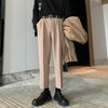 Men's Casual Cropped Trousers in Polyester - Versatile Loose-Fit Pants for Men, Mid-High Waist Fashion - Navy Blue - Sizes S to XL