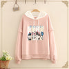 Cute Ruffled Cartoon Patchwork Hoodie for Girls with Bubble Sleeves