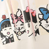 Cute Ruffled Patchwork Hoodie with Cartoon Print, Bubble Sleeves, Soft Cotton, Girlish Style, Casual Hoodie
