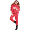 Ladies Casual Printed Sportswear Set in Red-Grey-Pink