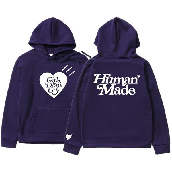 Premium Unisex Cotton Fleece Hoodie by Human Made - Hip Hop-Inspired Print, Comfortable & Stylish - Cotton Hoodie, Streetwear Fashion