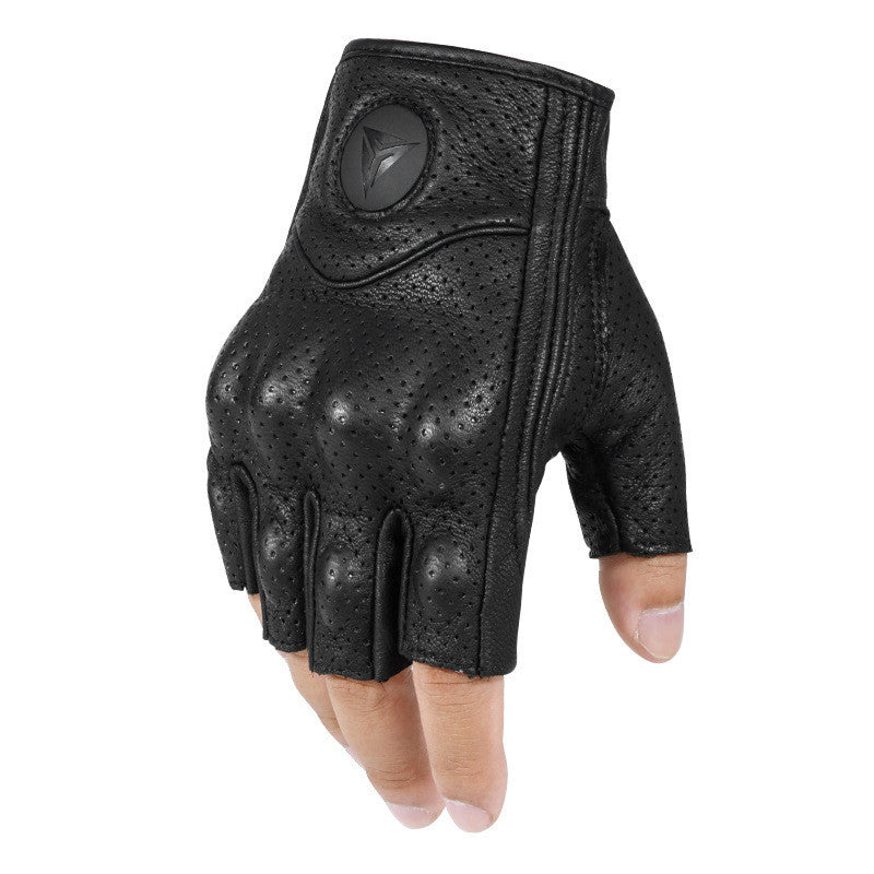 Motorcycle Half-finger Gloves Motorcycle Riding Leather Fingerless Four Seasons Breathable Racing Rider Equipment Male