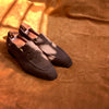 Men's Stylish Velvet Square Scalp Leather Boat Shoes in Classy Brown - Slip-On Casual Shoes with Mid-Height Heel - Increase Height Feature