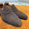 Men's Stylish Velvet Square Scalp Leather Boat Shoes in Classy Brown - Slip-On, Mid-Height Heel, Increase Height Feature
