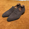 Men's Stylish Velvet Square Scalp Leather Boat Shoes in Classy Brown with Mid-Height Heel for Comfortable Style