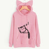 Cute Cat Ear Patterned Women's Casual Hoodie Sweatshirt with Asian Sizing, Cotton Blend, and Unique Cat Ear Design