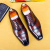 Men's Leather Oxford Shoes with Three-Joint Carvings, Durable and Stylish Footwear for Trendy Men Ages 18-40 - Square Toe, Rubber Soles