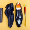 Men's Leather Oxford Shoes with Three-Joint Carvings - Durable cowhide footwear for men featuring a carved design, ideal for business or casual wear.