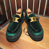 Summer Men's Trendy Platform Loafers in Black – Enhanced Comfort & Style. Fashionable men's shoes with thick sole & corduroy uppers.