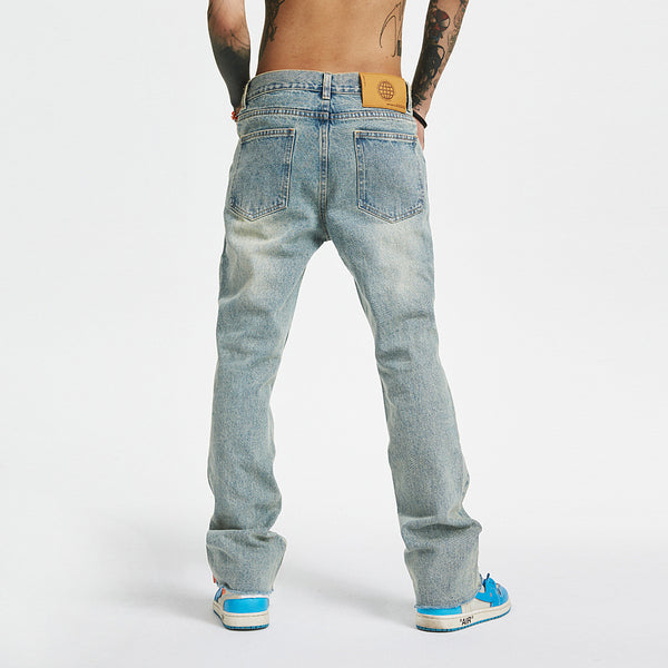 Antidote Casual Non-Stretch Flared Jeans in Sky Blue, Stylish Trendy Denim.