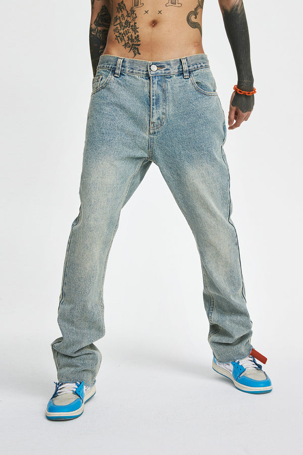 Antidote Casual Non-Stretch Flared Jeans in Sky Blue, Frayed Finish, Trendy Fashion, Youth Style