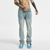 Antidote Casual Non-Stretch Sky Blue Flared Jeans, Trendy Frayed Finish, Youth Style Fashion, Sizes S-XL, Stylish Denim Choice