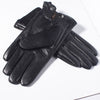Men's Black Sheepskin Leather Winter Gloves with Thermal Velvet Lining
