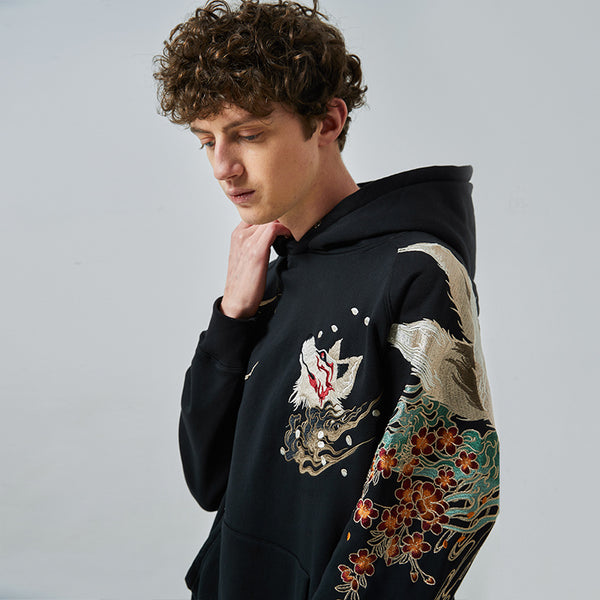 Yokosuka Hefushi Nine-Tailed Fox Velvet Hoodie - Winter Collection, Comfortable Sweatshirt - M to 3XL Sizes