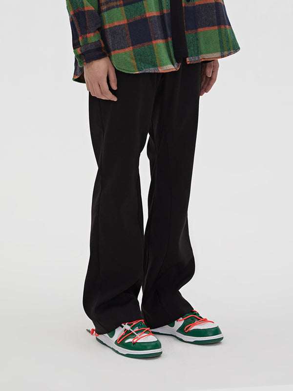 Chic Long Flared Polyester-Cotton Trousers, Loose Fit Silhouette, Everyday Wear Fashion, Men's and Women's Style, Asian Sizes, Youthful Fashion