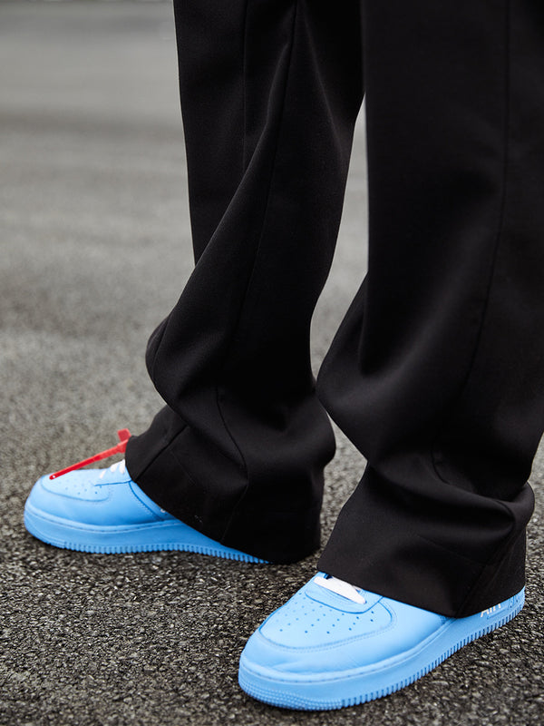 Chic Polyester-Cotton Blend Flared Trousers for Youthful Style