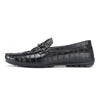 Handcrafted Black Crocodile Skin Leather Men's Casual Shoes - Flat Heel