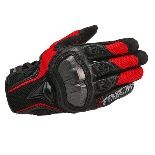 Summer Breathable Cycling Motorcycle Gloves in Red and Black - High-Quality Nylon, Comfortable Fit for Adults, Sizes M-XL.