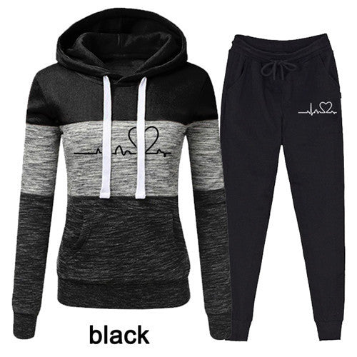 Women's Cotton Hooded Tracksuit Set, Casual Two-Piece Wear