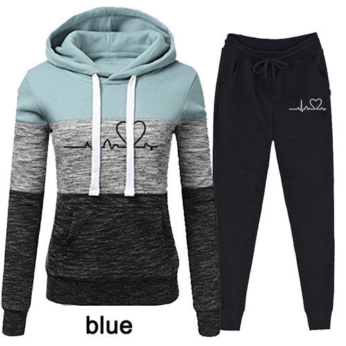 Women's Two-Piece Hooded Tracksuit Set, Casual Cotton Sweater