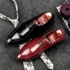 Men's Stylish Korean-Style Business Casual Dress Shoes in Wine Red and Black