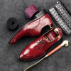 Men's Korean-Style Business Casual Dress Shoes in Wine Red and Black, Low Heel, Pointed Toe - Trendy and Versatile Footwear