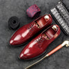 Men's Korean-Style Business Casual Dress Shoes in Wine Red and Black for Trendy Gentlemen