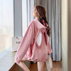 Cozy Velvet-Lined Rabbit Ear Hoodie in Pink - Sweet Women's Pullover with Rabbit Ears, Pocket. Ideal for Preppy, Kawaii Style.