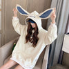 Cozy Velvet-Lined Rabbit Ear Hoodie in Pink - Sweet Women's Pullover