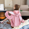 Women's Rabbit Ear Hoodie, Sweet Velvet-Lined Pullover - Pink, Black, or Apricot
