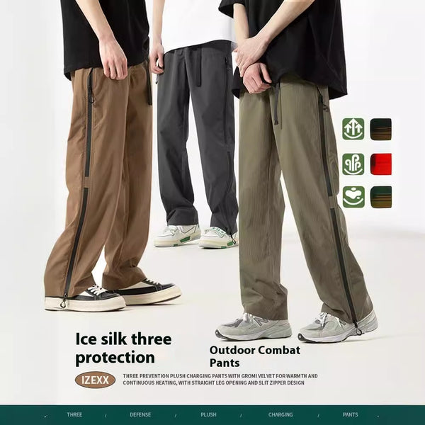 American Leisure Cargo Tactical Pants for Outdoor Adventures in American Retro Style, High-Grade Fabric with Velvet Texture