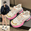 Stylish Women's Mesh Sneakers, Black/Pink, Mid-top Design