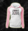 Comfortable Zombies Eat Brains Hoodie - Red Cotton Spandex Fleece with Unique Print & Moto Style