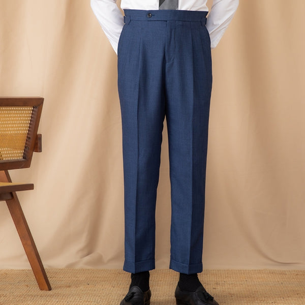 Elegant High-Waist Straight Trousers in Grey, Fog Blue, Light Coffee - Polyester Viscose Flax Blend - Classic Colors - Daily Wear