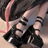 Elegant women's bow high heels with block heel, round toe, and buckle closure for stylish comfort in all seasons.