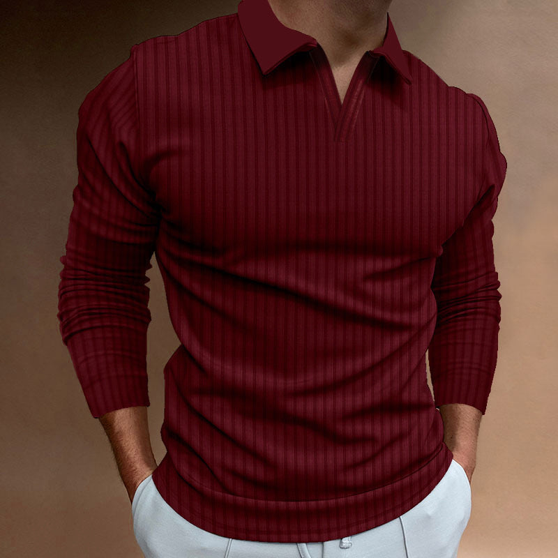 Solid Color Fitness Business Casual Lapels Long Sleeve Men