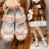 Chic Japanese Lolita Style Single Strap Flats in serene blue, playful pink, and versatile brown - women's fashion footwear with durable sole