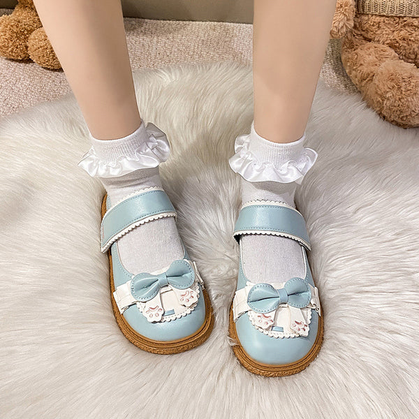 Chic Japanese Lolita Style Flats in Playful Pink, Women's Footwear.