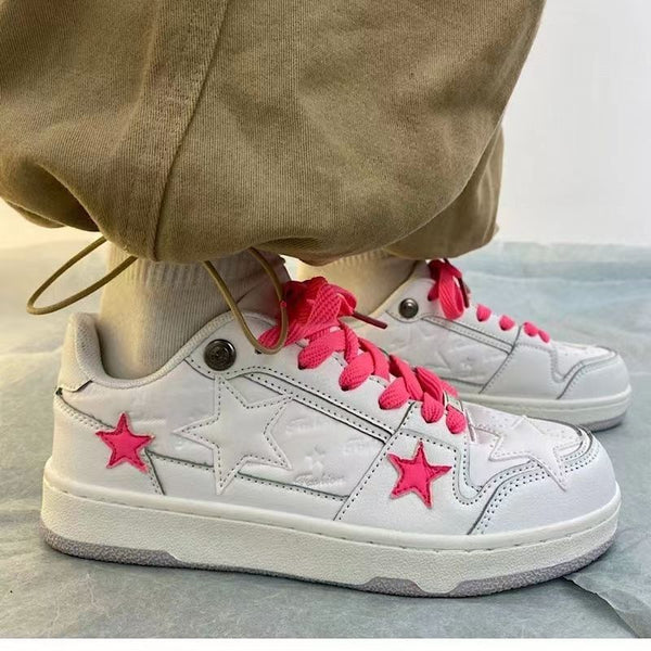Fashionable Thick Bottom Board Shoes in Black - Stylish Sports Sneakers with PU Leather Stitching and Non-slip Rubber Soles - Women's/Men's Sizes 35-40