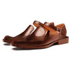 Breathable Hollow Plus-Size Men's Square-Headed Sandals in Black and Brown. Adjustable Buckle. PU Upper and Rubber Sole for Comfort and Durability.