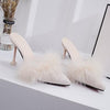 Women's Stiletto Heeled Slippers with Tassels in Red, Black, or Apricot