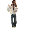 Cozy Vintage Zip-Up Hooded Cardigan in Melange Gray - Women's Fashion