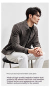 Luxury Sheepskin Suede Leather Jacket - Men's Autumn Biker's Coat in Refined Graphite