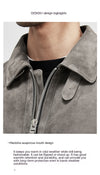 Men's Premium Sheepskin Suede Leather Jacket in Refined Graphite - Luxury Biker's Coat